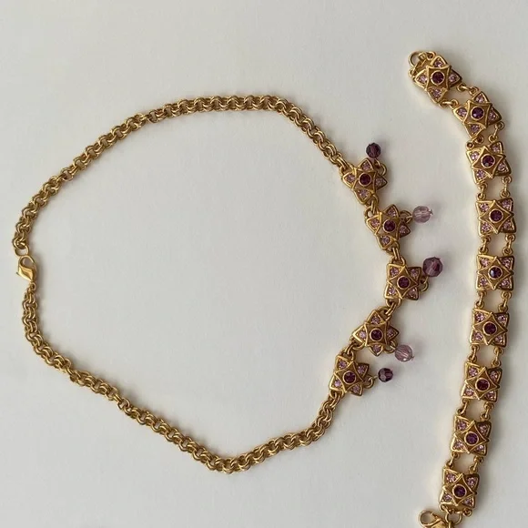 Swarovski Signed  necklace and bracelet set - Picture 2 of 11